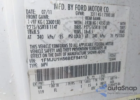 2011 Ford Expedition Xlt from USA, damaged, VIN 1FMJU1H56BEF54112